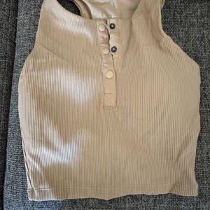 Buffbunny Tan Ribbed Sleeveless Top